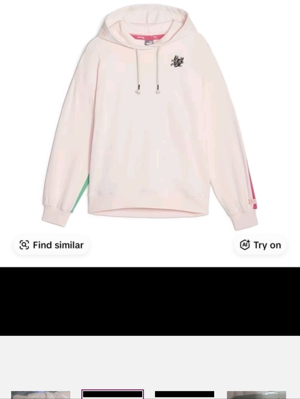 Puma Light Pink Hoodie with Teal and Hot Pink Sleeve Panels Beautiful Hoodie